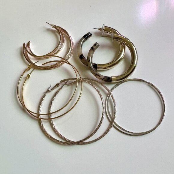 Hoop Earrings Set of 5 - Picture 1 of 10